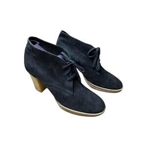 J.Crew Black MacAlister Suede Block High Heel Ankle Boots Lace Up Size 11